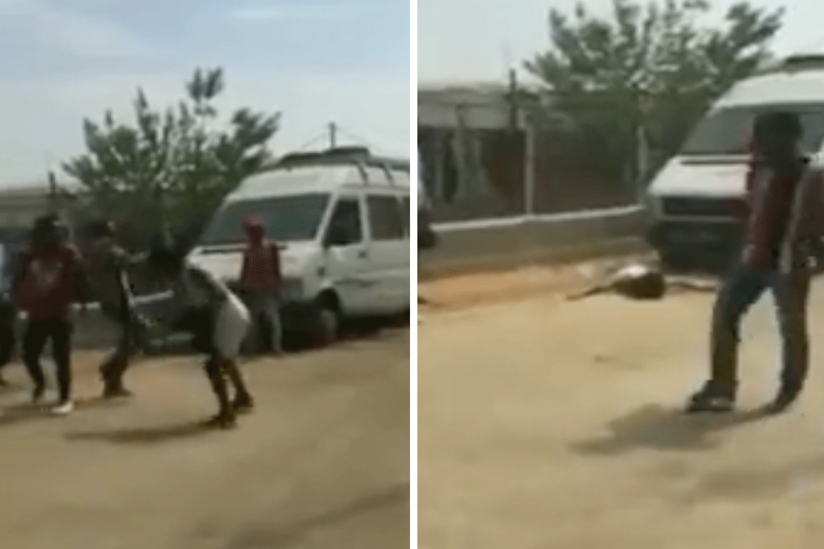 Wannabee-Ninja-KOt-zichzelf-Plat-op-zn-muil-