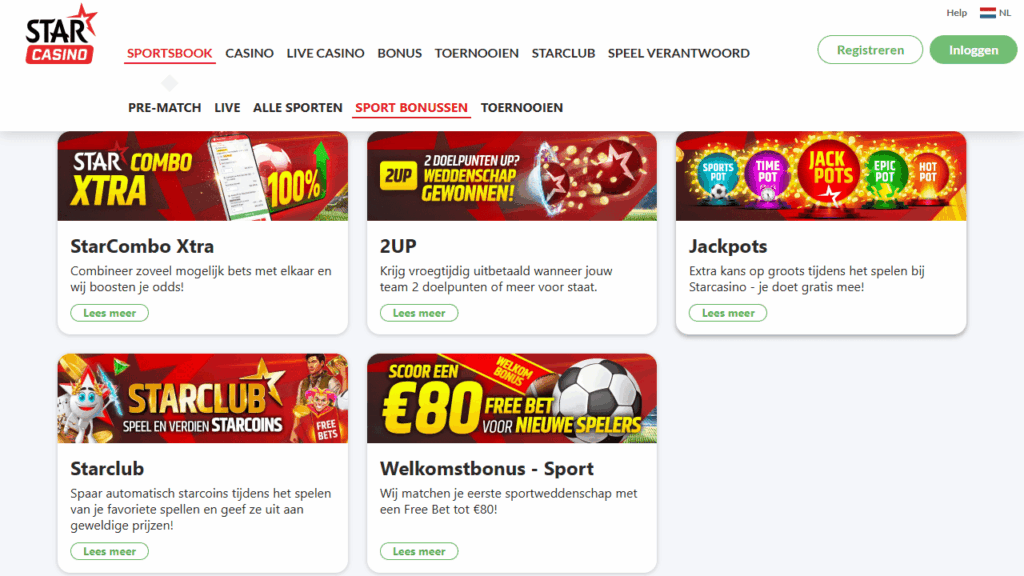 Starcasino sportsbook met live wedden en StarCombo Xtra promotie