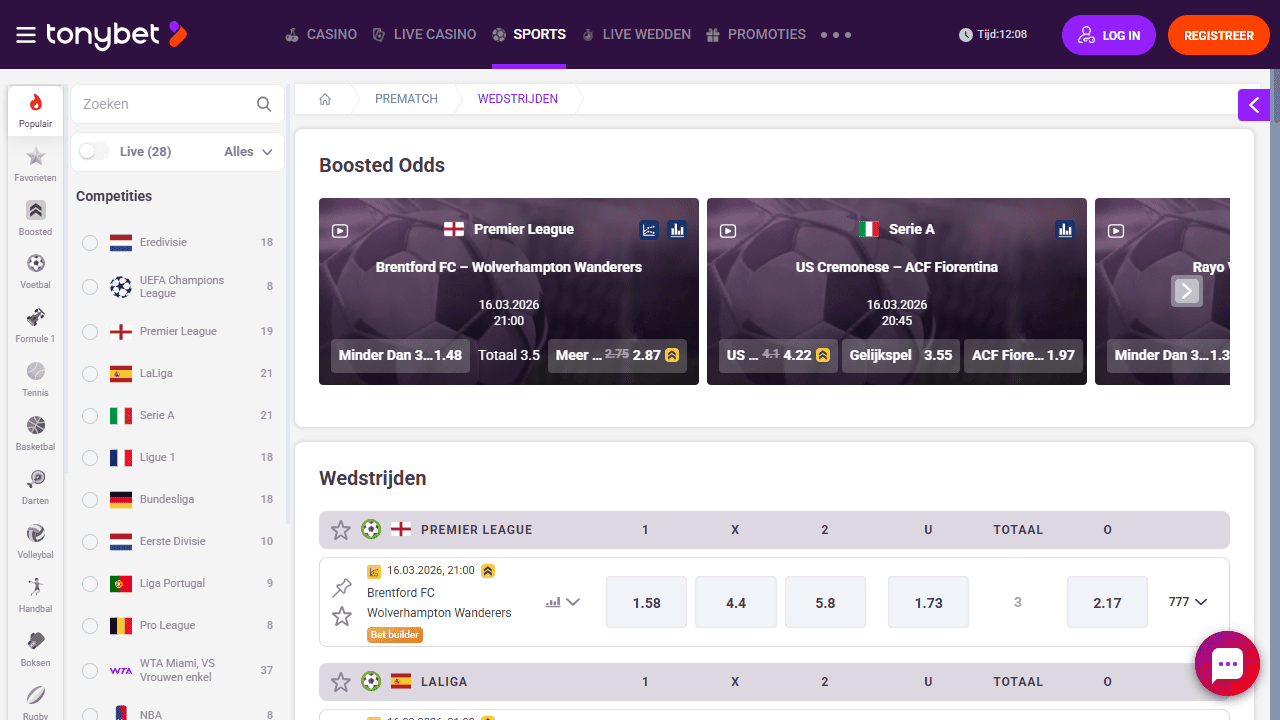TonyBet wedden op MMA UFC sportsbook startpagina