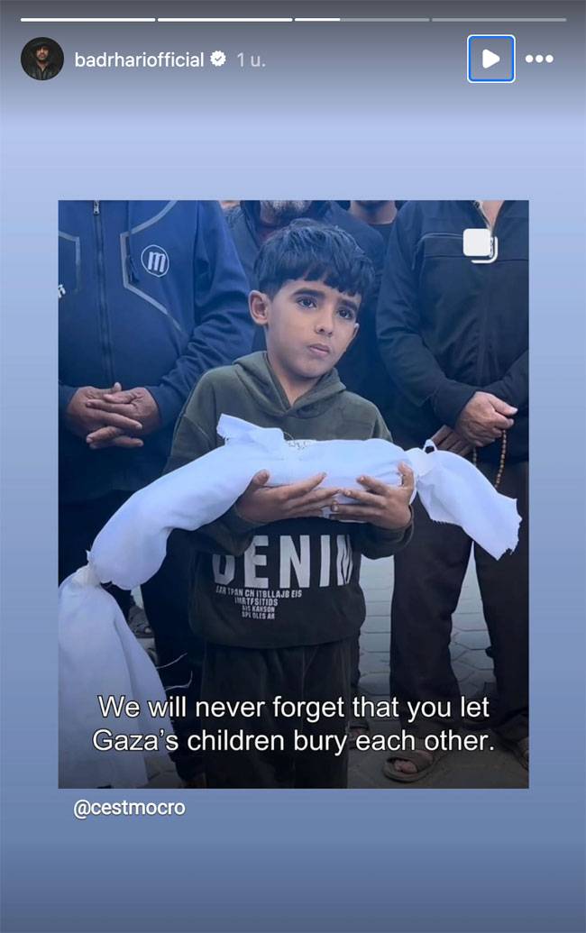 Badr Hari treurt om de door het duivelse israel gedode kinderen in Gaza