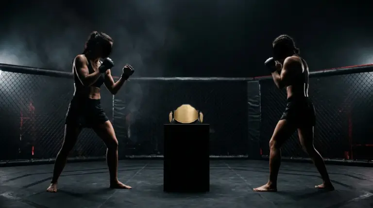 Twee MMA-vechters staan tegenover elkaar voor een vacante UFC-vlieggewichttitel.